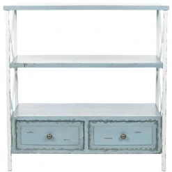Chandra 34 in. 2-Drawer Blue/Off-White Wood Console Table by SAFAVIEH