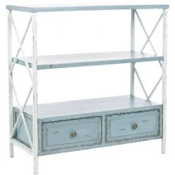 Chandra 34 in. 2-Drawer Blue/Off-White Wood Console Table by SAFAVIEH -Safavieh Sales Store pale blue white smoke safavieh console tables amh6551a c3 1000