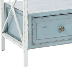 Chandra 34 in. 2-Drawer Blue/Off-White Wood Console Table by SAFAVIEH -Safavieh Sales Store pale blue white smoke safavieh console tables amh6551a fa 1000