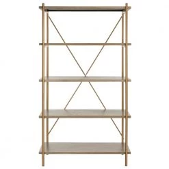 Rigby 72 in. Brown/Gold Metal 5-shelf Bookcase by SAFAVIEH