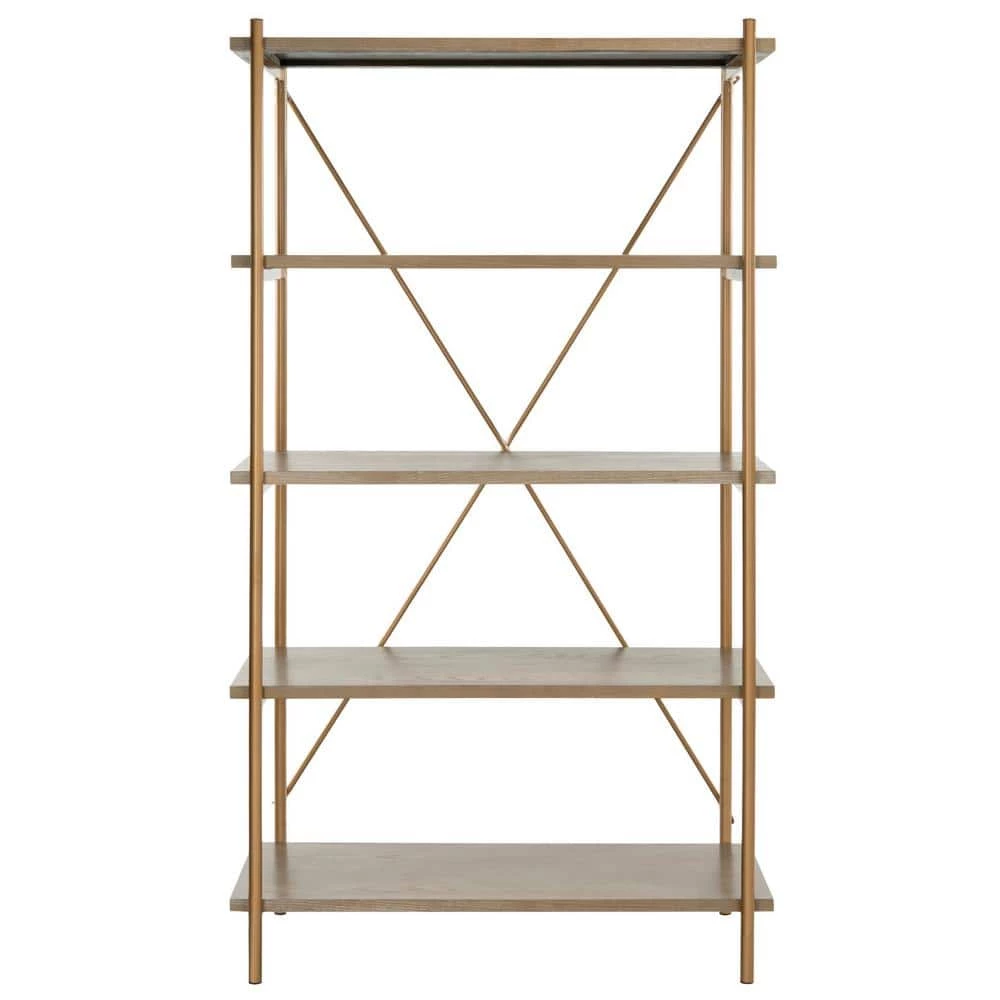 Rigby 72 in. Brown/Gold Metal 5-shelf Bookcase by SAFAVIEH 3 Rigby 72 in. Brown/Gold Metal 5-shelf Bookcase by SAFAVIEH