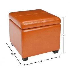 Madison Orange Storage Ottoman by SAFAVIEH -Safavieh Sales Store saddle black safavieh ottomans hud8228c 40 1000