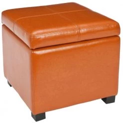 Madison Orange Storage Ottoman by SAFAVIEH -Safavieh Sales Store saddle black safavieh ottomans hud8228c 4f 1000