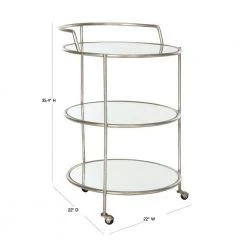 Dulcinea Silver Serving Cart by SAFAVIEH -Safavieh Sales Store silver mirror top safavieh bar carts fox2554a 40 1000
