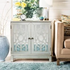 Ashlynn 2-Door Silver Nightstand Chest by SAFAVIEH