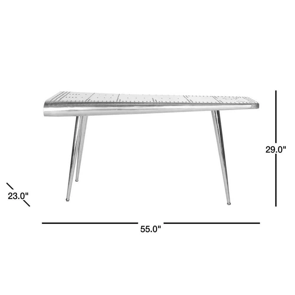 Aviator 55 in. Silver Rectangle Metal Console Table by SAFAVIEH 5 Aviator 55 in. Silver Rectangle Metal Console Table by SAFAVIEH - Image 3