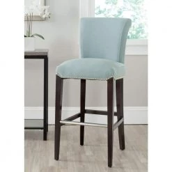 Seth 29.3 in. Light Blue Cushioned Bar Stool by SAFAVIEH -Safavieh Sales Store sky blue espresso safavieh bar stools mcr4510h 31 1000