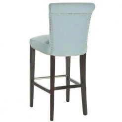 Seth 29.3 in. Light Blue Cushioned Bar Stool by SAFAVIEH -Safavieh Sales Store sky blue espresso safavieh bar stools mcr4510h c3 1000