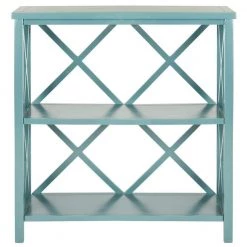 Liam 35.6 in. Blue Wood 2-shelf Bookcase by SAFAVIEH