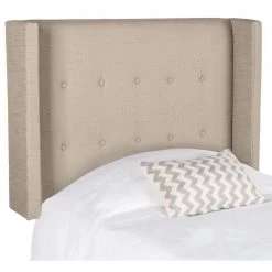 Damon Beige Twin Upholstered Headboard by SAFAVIEH -Safavieh Sales Store smoke safavieh headboards mcr4046b t 31 1000