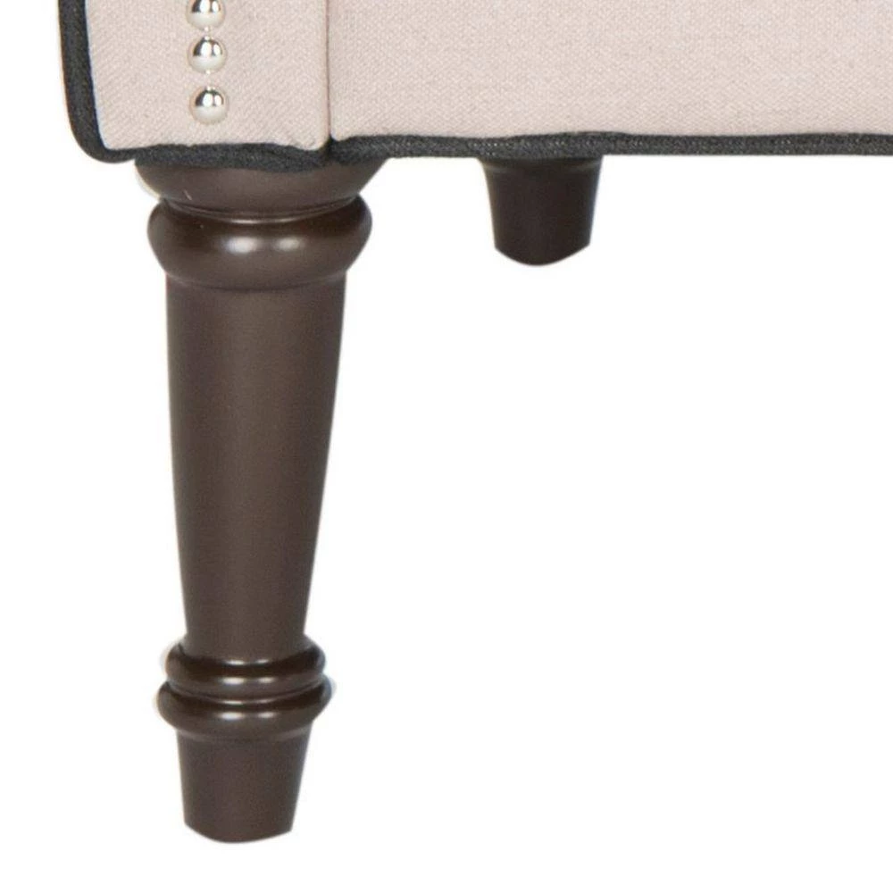 Sarah 53 in. Off-White/Black Loveseat with Wood Legs by SAFAVIEH 7 Sarah 53 in. Off-White/Black Loveseat with Wood Legs by SAFAVIEH - Image 5