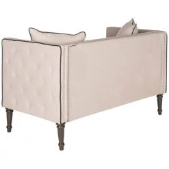 Sarah 53 in. Off-White/Black Loveseat with Wood Legs by SAFAVIEH 11 Sarah 53 in. Off-White/Black Loveseat with Wood Legs by SAFAVIEH -Safavieh Sales Store taupe black espresso safavieh loveseats fox6206e 4f 1000