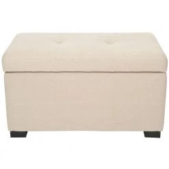 Maiden White/Beige Upholstered Storage Entryway Bench by SAFAVIEH