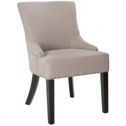 Lotus Beige Side Chair (Set of 2) by SAFAVIEH -Safavieh Sales Store taupe espresso flat black nailheads safavieh accent chairs mcr4700h set2 1f 1000
