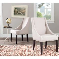 Britannia Beige/Black Side Chair (Set of 2) by SAFAVIEH 19 Britannia Beige/Black Side Chair (Set of 2) by SAFAVIEH -Safavieh Sales Store taupe espresso safavieh accent chairs mcr4702c set2 31 1000