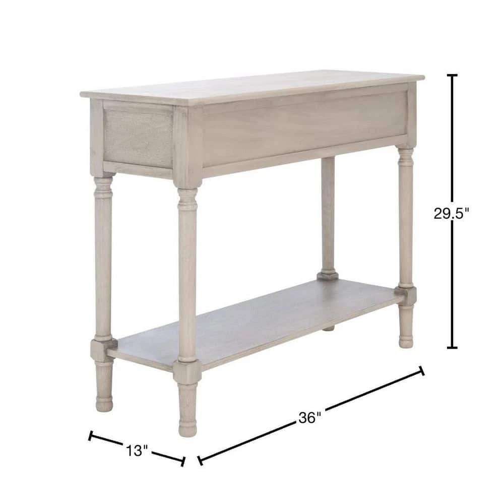 Tate 36 in. White/Beige 2-Drawer Console Table by SAFAVIEH 5 Tate 36 in. White/Beige 2-Drawer Console Table by SAFAVIEH - Image 3