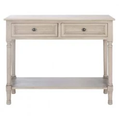 Tate 36 in. White/Beige 2-Drawer Console Table by SAFAVIEH
