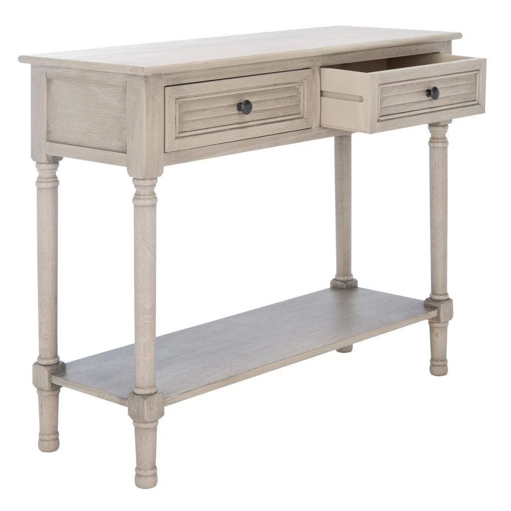Tate 36 in. White/Beige 2-Drawer Console Table by SAFAVIEH 8 Tate 36 in. White/Beige 2-Drawer Console Table by SAFAVIEH - Image 6