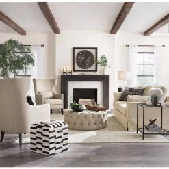 Charlene Off-White Tufted Ottoman by SAFAVIEH -Safavieh Sales Store taupe safavieh ottomans mcr4638a 31 1000