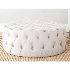 Charlene Off-White Tufted Ottoman by SAFAVIEH