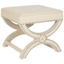Mystic White/Cream Accent Ottoman by SAFAVIEH -Safavieh Sales Store taupe safavieh ottomans mcr4645a c3 1000