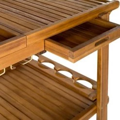 Orland Light Brown Serving Cart with Wine Glass Storage by SAFAVIEH 15 Orland Light Brown Serving Cart with Wine Glass Storage by SAFAVIEH -Safavieh Sales Store teak look safavieh bar carts pat7010a 1f 1000