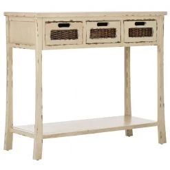 Autumn 34 in. 3-Drawer Rustic White/Cream Wood Console Table by SAFAVIEH -Safavieh Sales Store vintage cream safavieh console tables amh6510c c3 1000