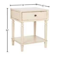 Siobhan Rustic White/Cream Storage End Table by SAFAVIEH -Safavieh Sales Store vintage cream safavieh end side tables amh6611d 40 1000