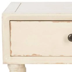 Siobhan Rustic White/Cream Storage End Table by SAFAVIEH -Safavieh Sales Store vintage cream safavieh end side tables amh6611d 4f 1000