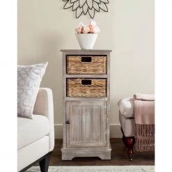 Connery 2-Drawer Brown/Off-White Cabinet by SAFAVIEH -Safavieh Sales Store vintage white safavieh accent cabinets amh5742e 31 1000