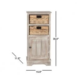 Connery 2-Drawer Brown/Off-White Cabinet by SAFAVIEH -Safavieh Sales Store vintage white safavieh accent cabinets amh5742e 40 1000