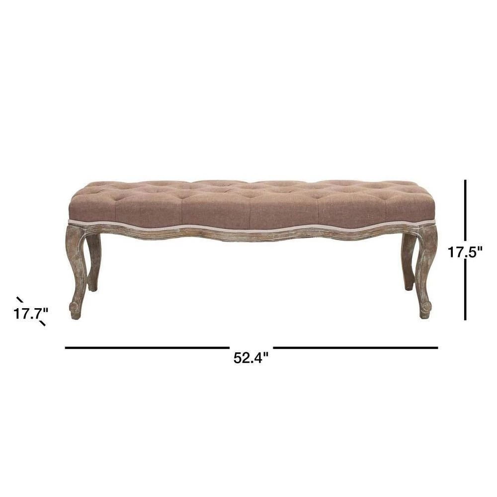 Ramsey Brown Upholstered Entryway Bench by SAFAVIEH 5 Ramsey Brown Upholstered Entryway Bench by SAFAVIEH - Image 3