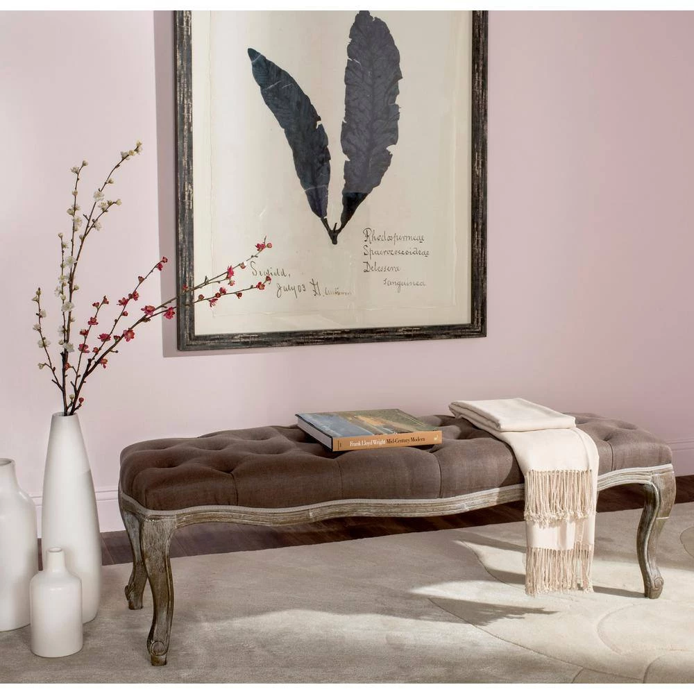 Ramsey Brown Upholstered Entryway Bench by SAFAVIEH 6 Ramsey Brown Upholstered Entryway Bench by SAFAVIEH - Image 4