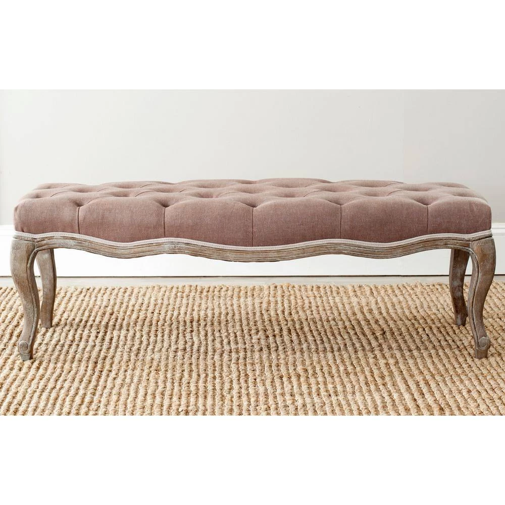Ramsey Brown Upholstered Entryway Bench by SAFAVIEH 4 Ramsey Brown Upholstered Entryway Bench by SAFAVIEH - Image 2