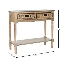 Corbin 36 in. 2-Drawer Brown/Off-White Wood Console Table by SAFAVIEH 8 Corbin 36 in. 2-Drawer Brown/Off-White Wood Console Table by SAFAVIEH -Safavieh Sales Store washed natural pine safavieh console tables amh5716b 40 1000