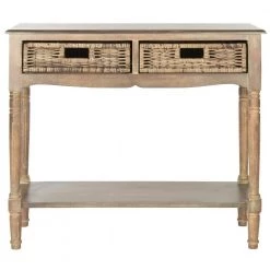 Corbin 36 in. 2-Drawer Brown/Off-White Wood Console Table by SAFAVIEH