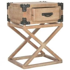 Dunstan Light Brown Storage End Table by SAFAVIEH -Safavieh Sales Store washed natural pine safavieh end side tables amh5720b 4f 1000