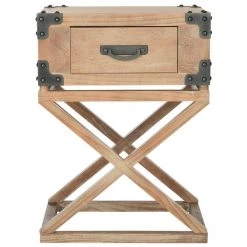 Dunstan Light Brown Storage End Table by SAFAVIEH -Safavieh Sales Store washed natural pine safavieh end side tables amh5720b c3 1000