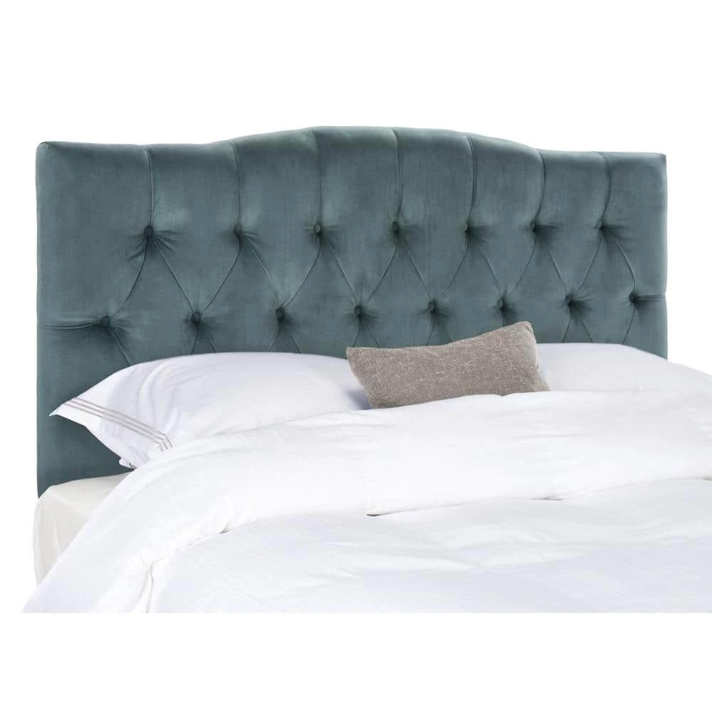 Axel Blue Queen Upholstered Headboard by SAFAVIEH 3 Axel Blue Queen Upholstered Headboard by SAFAVIEH