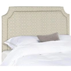 Shayne Off-White/Blue Queen Upholstered Headboard by SAFAVIEH