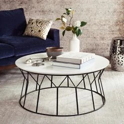 Deion 36 in. White/Black Wood Coffee Table with Storage by SAFAVIEH