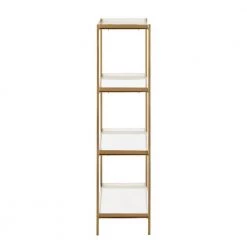Daniella 40 in. White/Brass Metal 4-shelf Bookcase by SAFAVIEH 18 Daniella 40 in. White/Brass Metal 4-shelf Bookcase by SAFAVIEH -Safavieh Sales Store white brass safavieh bookcases bookshelves etg3200a 1f 1000