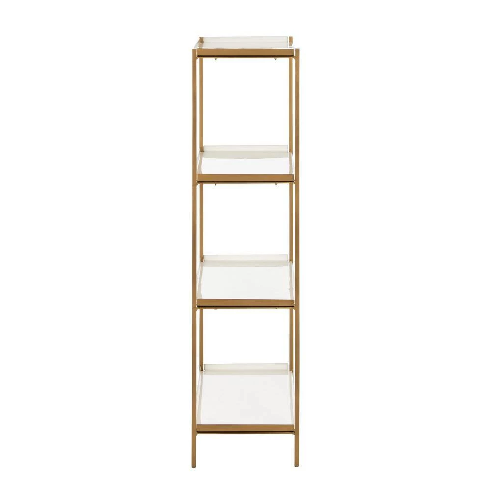 Daniella 40 in. White/Brass Metal 4-shelf Bookcase by SAFAVIEH 9 Daniella 40 in. White/Brass Metal 4-shelf Bookcase by SAFAVIEH - Image 7