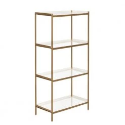 Daniella 40 in. White/Brass Metal 4-shelf Bookcase by SAFAVIEH 21 Daniella 40 in. White/Brass Metal 4-shelf Bookcase by SAFAVIEH -Safavieh Sales Store white brass safavieh bookcases bookshelves etg3200a 31 1000