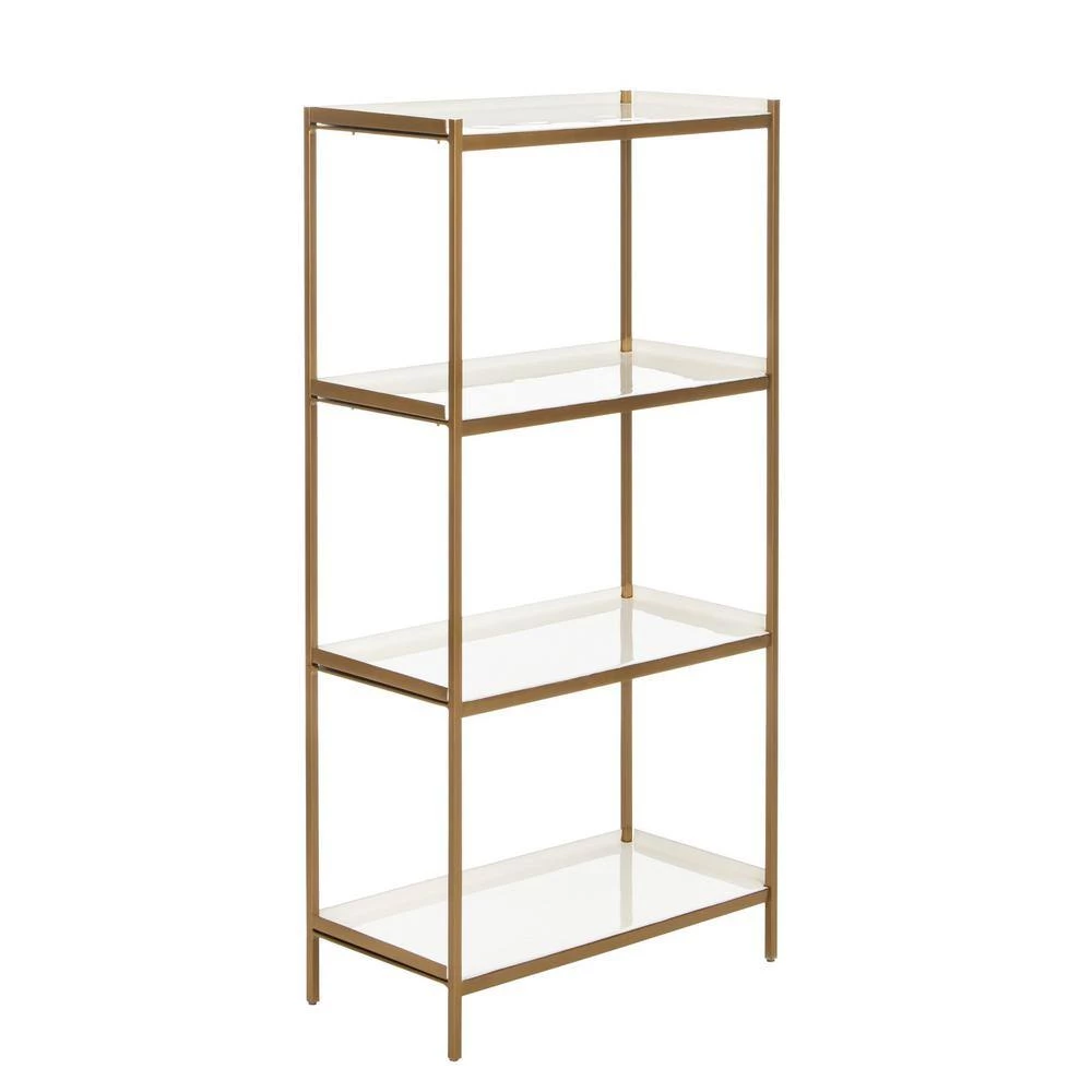 Daniella 40 in. White/Brass Metal 4-shelf Bookcase by SAFAVIEH 12 Daniella 40 in. White/Brass Metal 4-shelf Bookcase by SAFAVIEH - Image 10