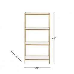 Daniella 40 in. White/Brass Metal 4-shelf Bookcase by SAFAVIEH 14 Daniella 40 in. White/Brass Metal 4-shelf Bookcase by SAFAVIEH -Safavieh Sales Store white brass safavieh bookcases bookshelves etg3200a 40 1000