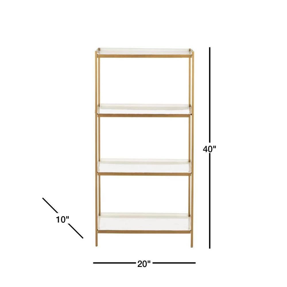 Daniella 40 in. White/Brass Metal 4-shelf Bookcase by SAFAVIEH 5 Daniella 40 in. White/Brass Metal 4-shelf Bookcase by SAFAVIEH - Image 3