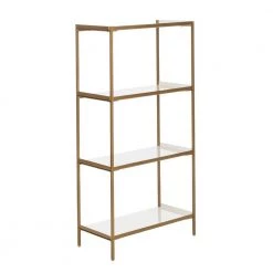 Daniella 40 in. White/Brass Metal 4-shelf Bookcase by SAFAVIEH 19 Daniella 40 in. White/Brass Metal 4-shelf Bookcase by SAFAVIEH -Safavieh Sales Store white brass safavieh bookcases bookshelves etg3200a 44 1000