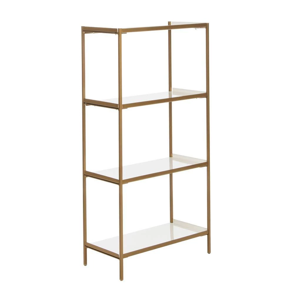 Daniella 40 in. White/Brass Metal 4-shelf Bookcase by SAFAVIEH 10 Daniella 40 in. White/Brass Metal 4-shelf Bookcase by SAFAVIEH - Image 8