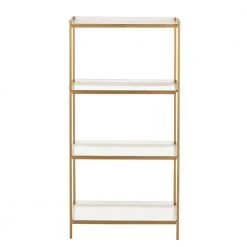 Daniella 40 in. White/Brass Metal 4-shelf Bookcase by SAFAVIEH